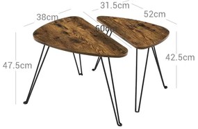 Set de 2 măsuțe laterale ELDUR, maro/negru