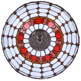 Lampa de masa Tiffany Red Lotus h 62 cm, abajur 40 cm