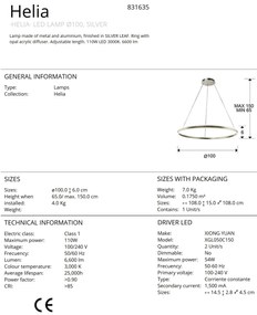Lustra LED design modern circular Ø100cm Helia argintie