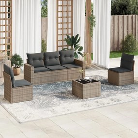 vidaXL Set mobilier grădină cu perne, 6 piese, gri, poliratan
