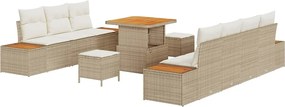 vidaXL Set de canapele pentru grădină cu pernă 10 pcs Bej Rattan poli