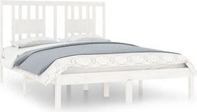 vidaXL Cadru de pat, alb, 140x190 cm, lemn masiv de pin