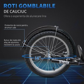 HomCom trotineta copii, roti mari, frane, 139x58x90-96cm | AOSOM RO