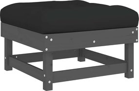 vidaXL Taburet de grădină cu pernă, gri, lemn masiv de pin