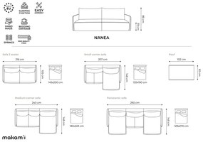 Colțar verde extensibil/cu spațiu de depozitare (cu colț pe partea dreaptă) Nanea – Makamii