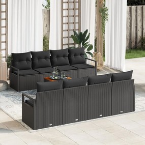 vidaXL Set de canapea de grădină, 9 piese cu perne, din ratan poli, acacia