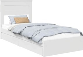 vidaXL Pat cu storage cu headboard Alb 90 x 200 cm Lemn compozit