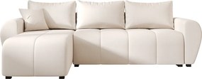 OFERTA Set canapea extensibila reversibila in forma de L SEVIO 246x145 cm, crem + 2 perne GRATUIT II. calitate