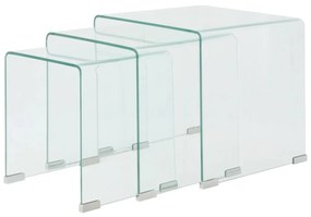 vidaXL Set mese suprapuse, sticlă călită transparentă, trei piese