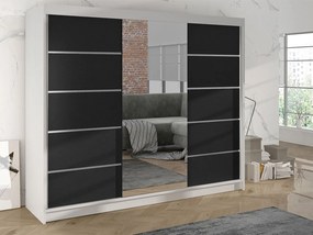Dulap de haine cu uși glisante Galiana VI (Alb + Negru). Promo -17%. 1054330