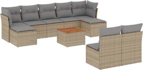 vidaXL Set canapele de grădină cu perne, 10 piese, bej, poliratan