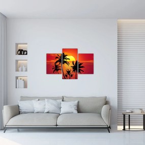 Tablou - Silueta insulei cu palmieri (90x60 cm)