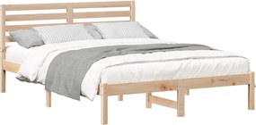 vidaXL Cadru de pat cu headboard Maro 140 x 190 cm Lemn de pin masiv