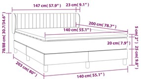 Pat box spring cu saltea, gri inchis, 140x200 cm, catifea Morke gra, 140 x 200 cm, Benzi verticale