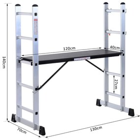 Schela cu scara dubla aluminiu  5 trepte 3 moduri utilizare 140 cm
