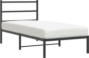 vidaXL Cadru pat metalic cu tăblie, negru, 90x200 cm
