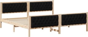 vidaXL Cadru de pat cu headboard Negru 200 x 200 cm Lemn de pin masiv