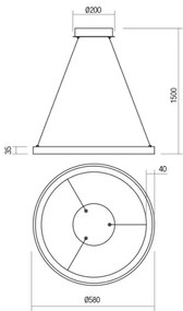 Redo 01-2672 - Lustră LED dimabilă ICONIC pe cablu, LED/50W/230V, Ø 58 cm, albă