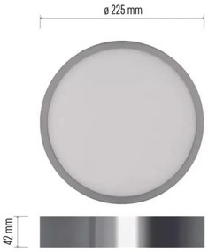 Plafonieră LED/21W/230V 3000/3500/4000K d. 22,5 cm crom