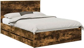 vidaXL Cadru de pat Stejar fumuriu 140 x 190 cm Lemn Ingineresc