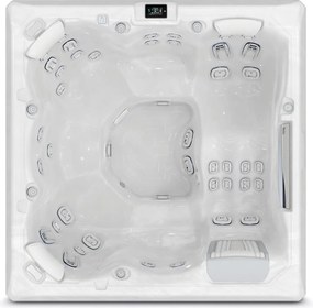 Minipiscina jacuzzi 6 persoane, alb-lucios, 43 jeturi, Infinity jets, LED, 215 215 cm, Wellis Atlas Life Essential