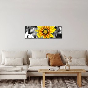 Tablou cu floare galbenă (cu ceas) (90x30 cm)