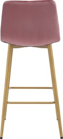 Scaun de bar NADO VELVET roz inchis, cu picioare in decor de stejar