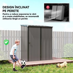 Outsunny Magazie Grădină Mare din Oțel cu Zăvor pentru Grădină, Negru | Aosom Romania