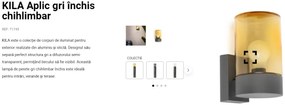 Aplica de perete pentru iluminat exterior IP65 KILA amber