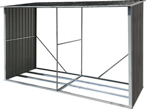 Magazie pentru lemn, antracit/alb, 302x121,5x191 cm, DARYL TIP 3