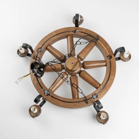 Brilagi - Candelabru cu lanț ROATA 5xE14/40W/230V Ø 70 cm fag/nuc