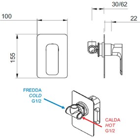Baterie albă pentru duș încastrată (1 ieșire) Spy – Sapho