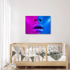 Tablou pe sticlă - Imaginea buzelor colorate (70x50 cm)
