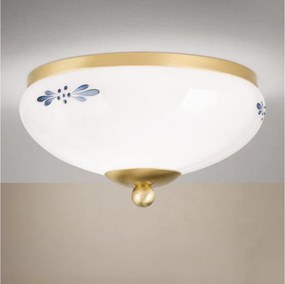 Orion - Plafonieră LANDHAUS 1xE27/60W/230V Ø 21 cm alamă/alb/albastru