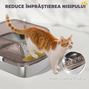 PawHut Litieră Per Pisici Extra Mare Con Tavă In Oțel Inoxidabil, Până la 15 Kg | Aosom Romania