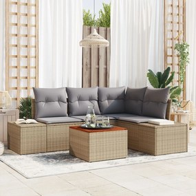 vidaXL Set canapea grădină, 5 piese, perne ratan poliesteric bej, acacia