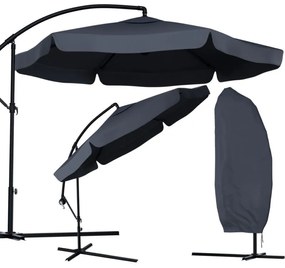 Umbrela de soare pliabila de gradina gri inchis, LEVI 300 cm + husa gratuit