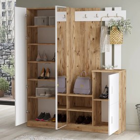 Set mobilier pentru hol Dustin 8 (Pin atlantic + Alb). 1072588