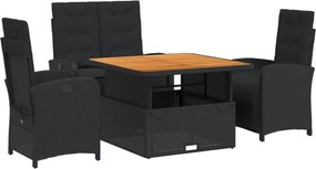 vidaXL Set mobilier de grădină cu perne, 4 piese, negru, poliratan