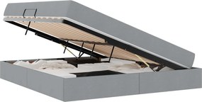 vidaXL Pat cu saltea și spațiu de depozitare Gri deschis 160 x 200 cm