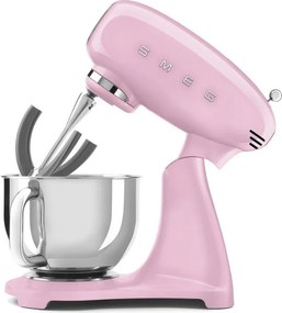 Mixer planetar SMEG SMF03PKEU, 800 W, 4,8 l, 10 viteze, Functie de pornire treptata, Roz