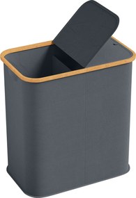 HOMCOM Coș de rufe dublu pliabil 80 l coș pentru rufe murdare cu capac, mânere striate, gri | Aosom Romania