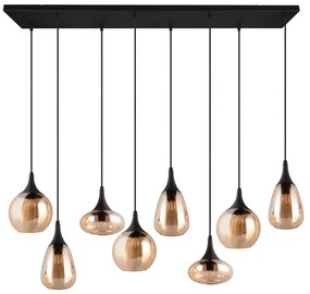 Lustră neagră/portocalie cu abajur din sticlă Lumina – Trio