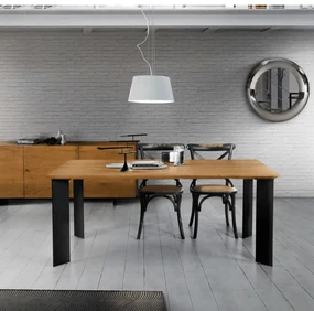 MASA FONTY -  LEMN MASIV PICIOR METALIC - 250 cm / 100 cm / h 77 cm - STEJAR AURIU