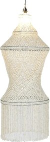 Lustră suspendată din scoici lucrate manual, alb, 140 x 52 cm, „Lombok”