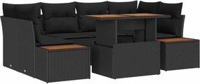 vidaXL Set de canapele pentru grădină 7 pcs Negru Rattan poli