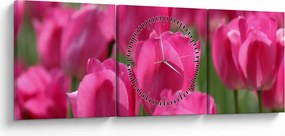 Tablou - Lalele roz (cu ceas) (90x30 cm)