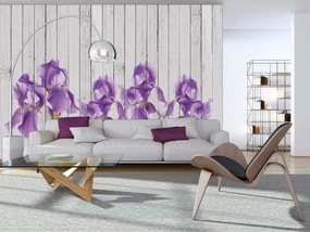 Fototapet - Iris pe scănduri de lemn (254x184 cm)