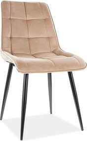 Scaun tapitat stofa CHIC, bej, catifea/metal, 50x58x88 cm