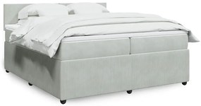 vidaXL Pat box spring cu saltea, gri deschis, 200x200 cm, catifea